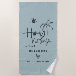 Serviette De Plage Don de mariage de palmier en lune de miel