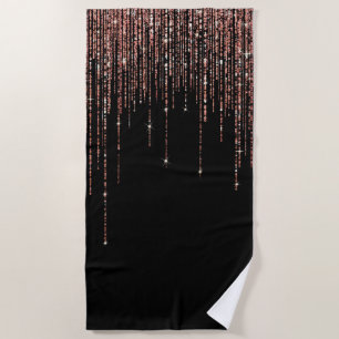 Serviette De Plage Dory Rose Noire Gold Sparkly Glitter Fringe