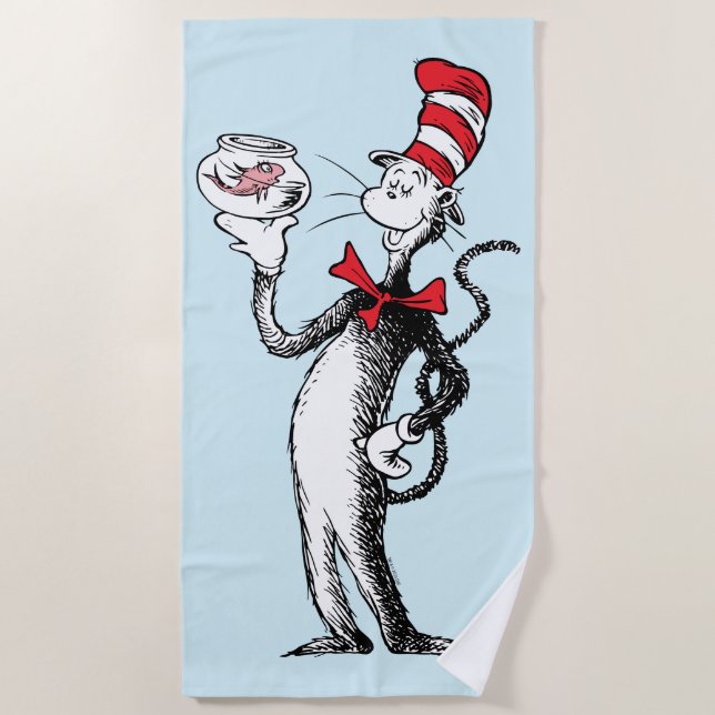 Serviette De Plage Dr Seuss | Chat dans le Casquette & Krinklebine (Devant)