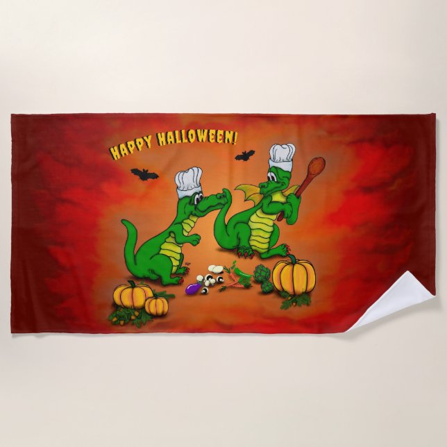 Serviette De Plage Dragons - Joyeux Halloween ! Aujourd'hui je vais c (Devant)