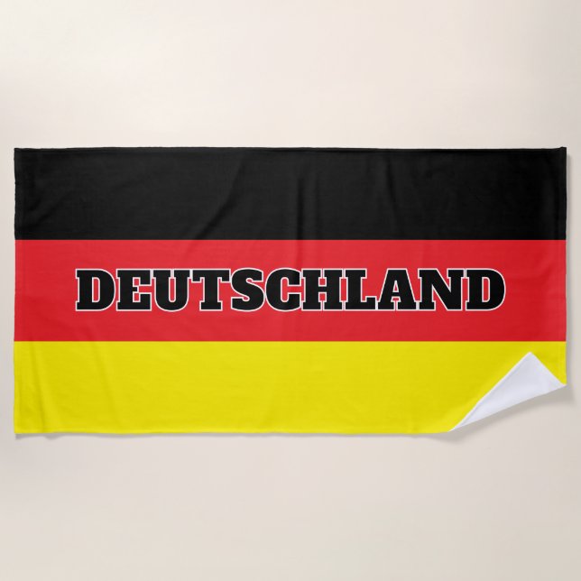 Serviette De Plage Drapeau allemand d'Allemagne personnalisé grand (Devant)