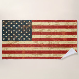 Serviette De Plage Drapeau américain Grungy