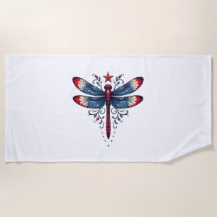 Serviette De Plage Drapeau américain libellule Patriotique 4 juillet 
