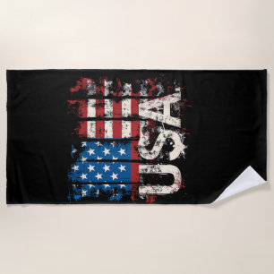 Serviette De Plage Drapeau américain rétro 4 juillet