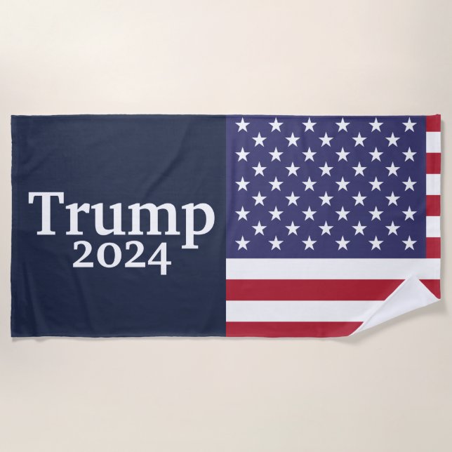 Serviette De Plage Drapeau bleu Donald Trump 2024 américain (Devant)