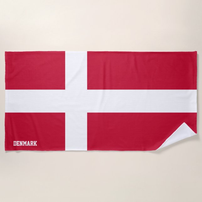 Serviette De Plage Drapeau Danemark Splendide patriotique (Devant)