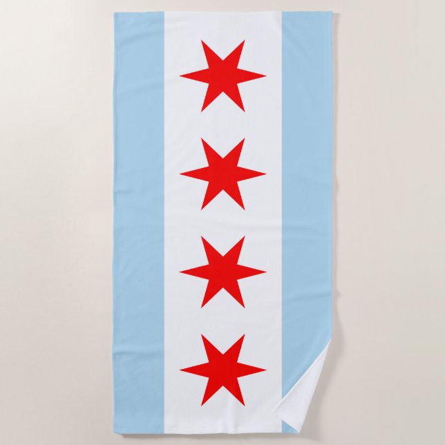 Serviette De Plage Drapeau de Chicago (Devant)
