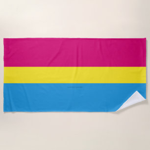 Serviette De Plage drapeau de fierté pansexuelle SlipperyJoe rose amb