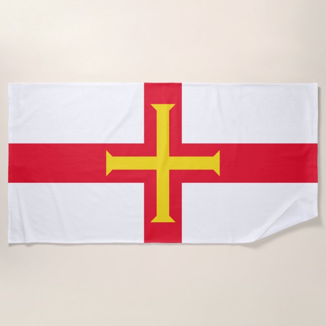 Serviette De Plage Drapeau de Guernsey (Devant)