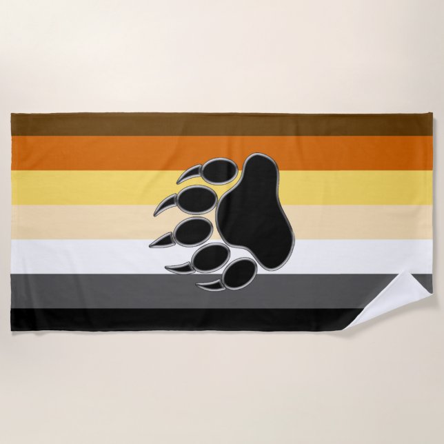 Serviette De Plage Drapeau de la fierté de l'ours gris Bear Paw (Devant)