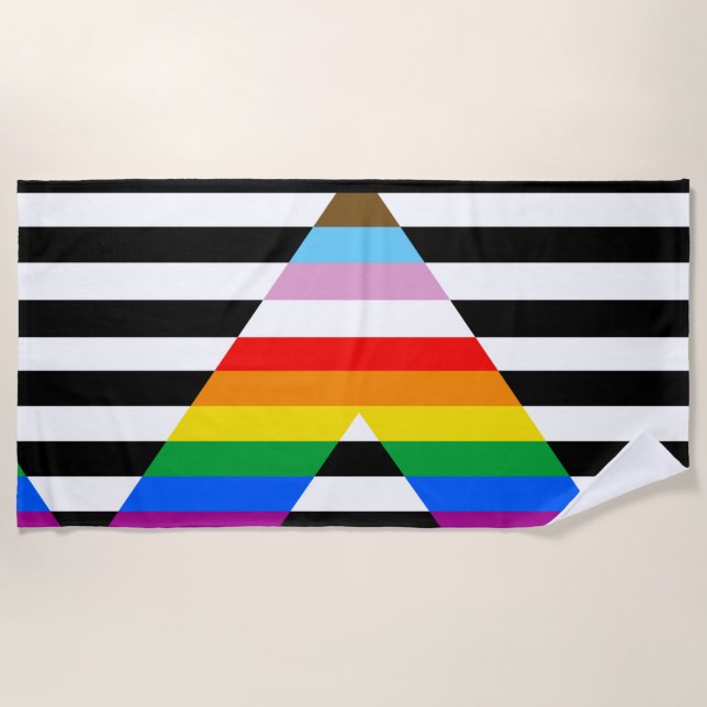 Serviette De Plage Drapeau de la fierté de progrès d'allié (Devant)