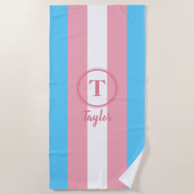 Serviette De Plage Drapeau de la fierté transgenre rose Personnalisé  (Devant)