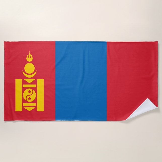 Serviette De Plage Drapeau de la Mongolie (Devant)