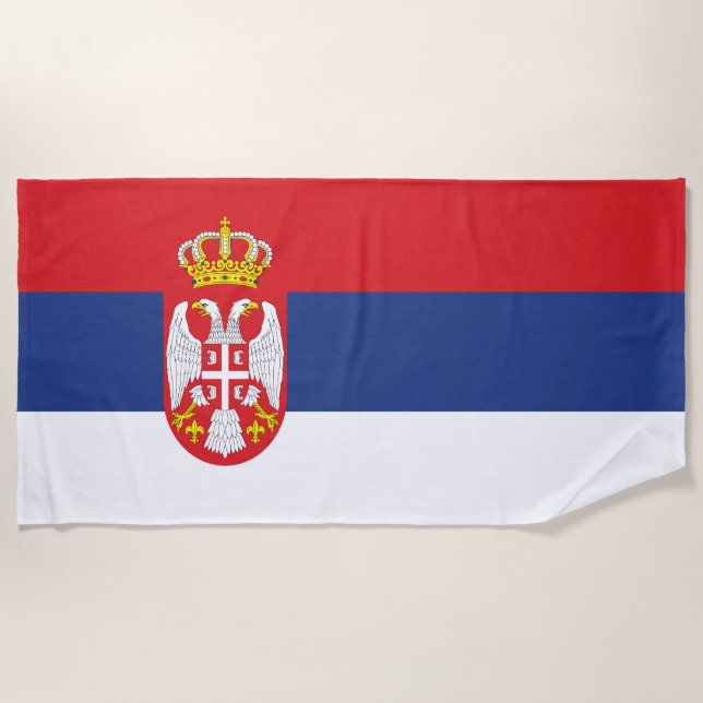Serviette De Plage drapeau de la Serbie (Devant)
