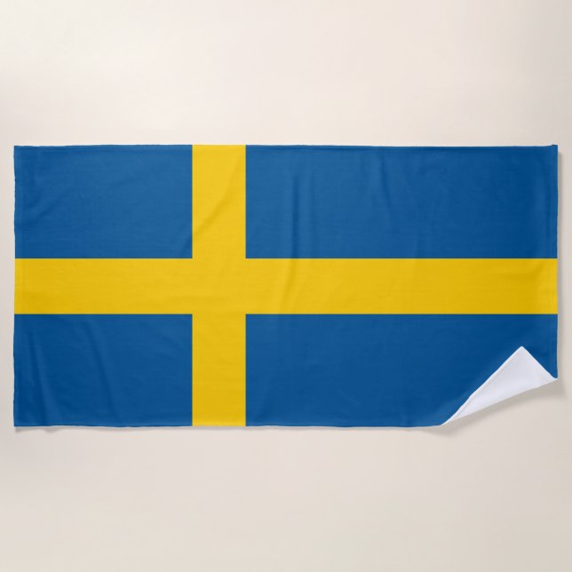 Serviette De Plage Drapeau de la Suède (Devant)