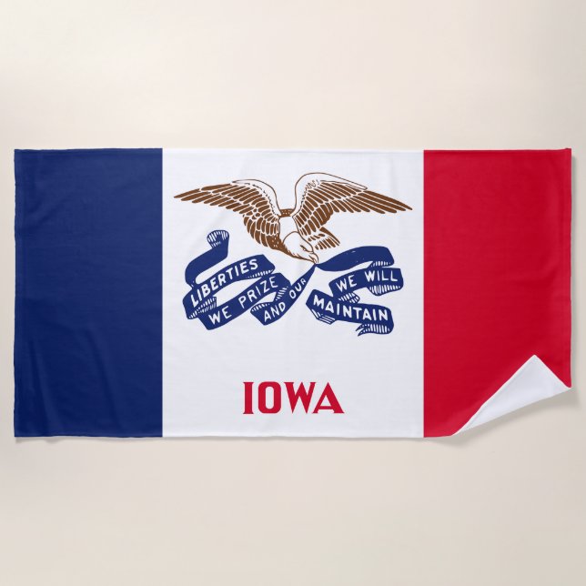 Serviette De Plage Drapeau de l'État de l'Iowa (Devant)