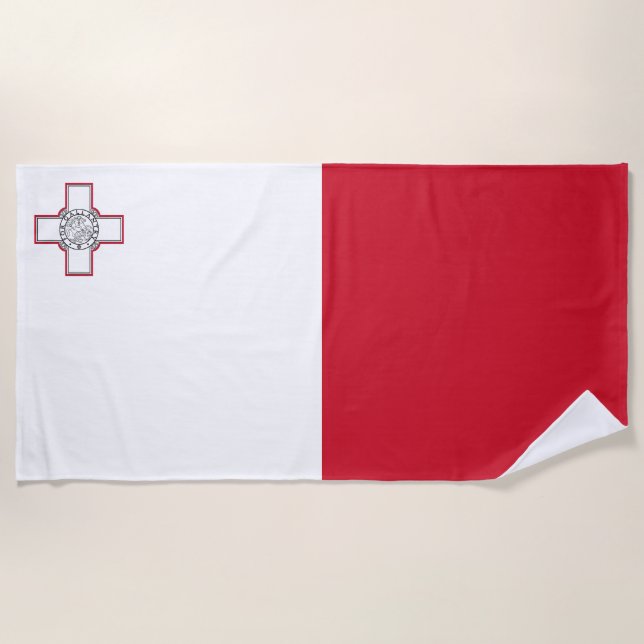Serviette De Plage Drapeau de Malte (Devant)