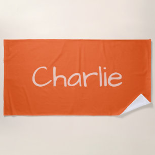 Serviette De Plage Drapeau de plage Orange Color Custom Name