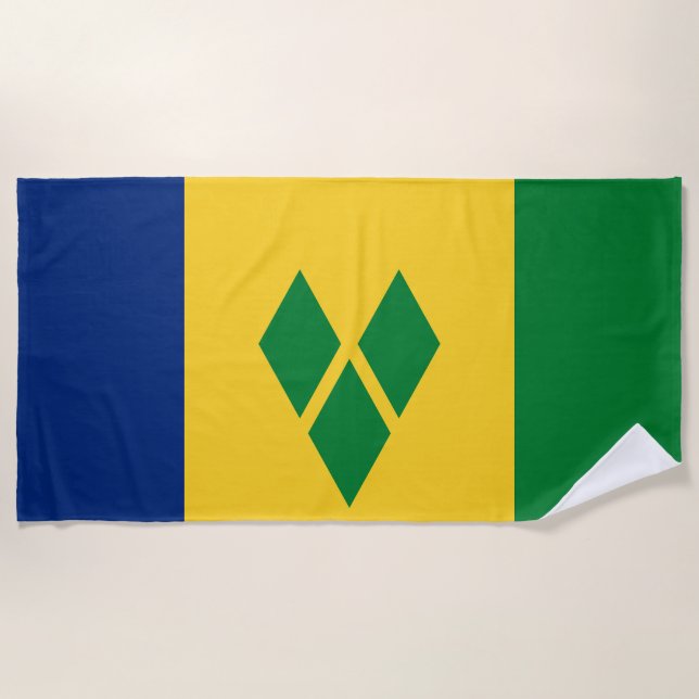 Serviette De Plage Drapeau de Saint-Vincent (Devant)