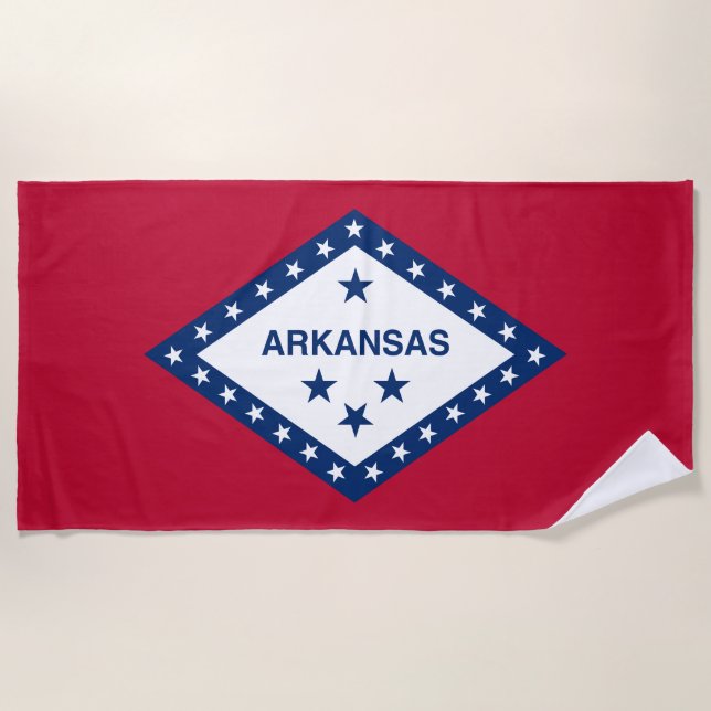 Serviette De Plage Drapeau d'État de l'Arkansas (Devant)