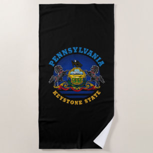 SERVIETTE DE PLAGE DRAPEAU D'ÉTAT DE PENNSYLVANIA KEYSTONE