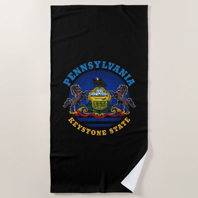 SERVIETTE DE PLAGE DRAPEAU D'ÉTAT DE PENNSYLVANIA KEYSTONE (Devant)