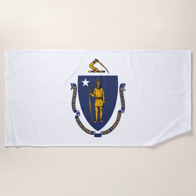 Serviette De Plage Drapeau d'État du Massachusetts (Devant)