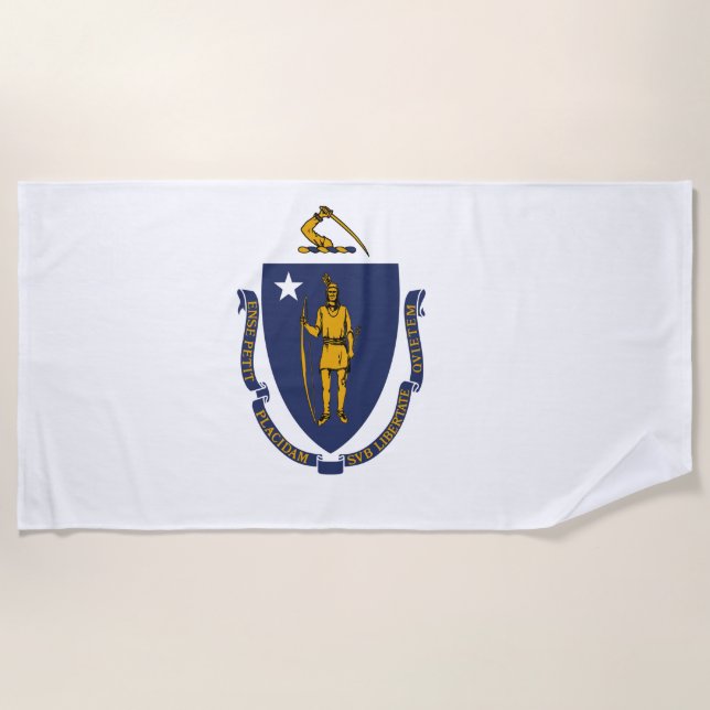 Serviette De Plage Drapeau d'État du Massachusetts (Devant)