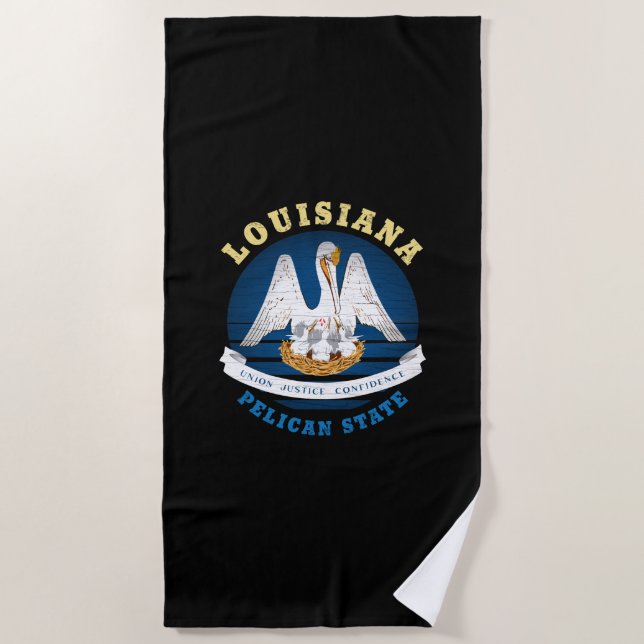 SERVIETTE DE PLAGE DRAPEAU D'ÉTAT LOUISIANA PELICAN (Devant)