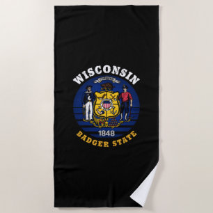 SERVIETTE DE PLAGE DRAPEAU D'ÉTAT WISCONSIN BADGER