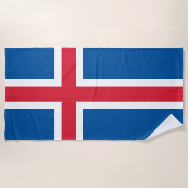 Serviette De Plage Drapeau d'Islande (Devant)