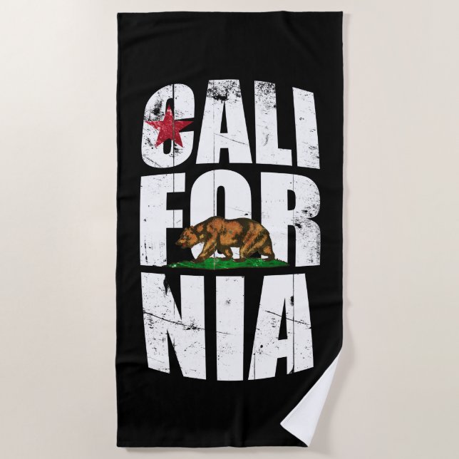 Serviette De Plage Drapeau d'ours de la Californie (Devant)