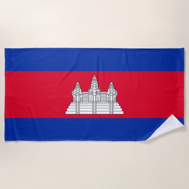 Serviette De Plage Drapeau du Cambodge patriotique (Devant)