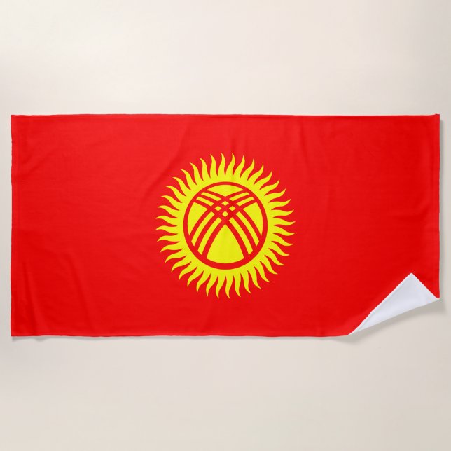 Serviette De Plage Drapeau du Kirghizistan (Devant)