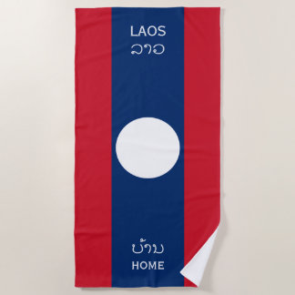 Serviette De Plage Drapeau du Laos et Texte, Accueil