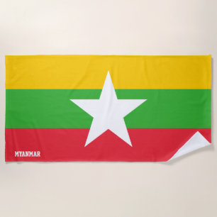 Serviette De Plage Drapeau du Myanmar Splendide patriotique