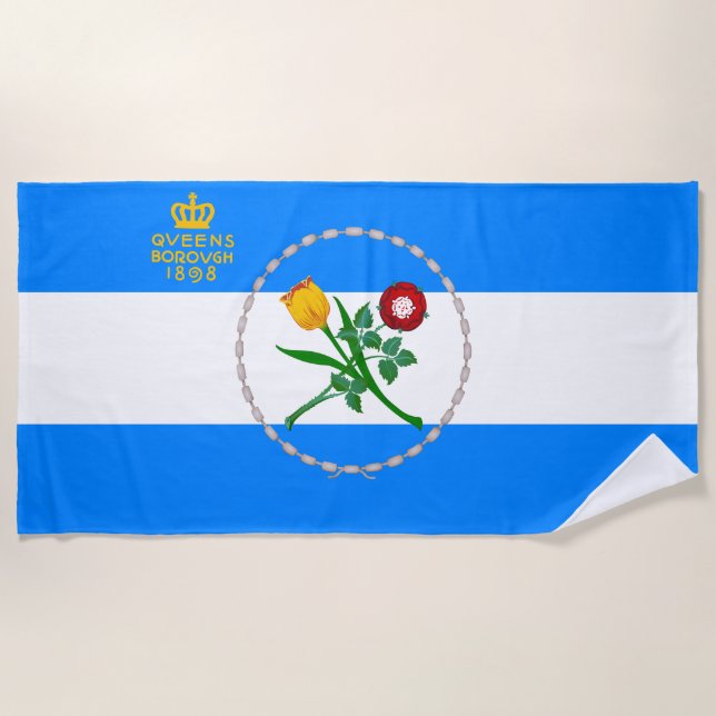 Serviette De Plage Drapeau du Queens (arrondissement de New York) (Devant)