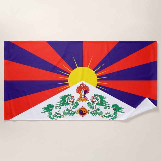 Serviette De Plage Drapeau du Tibet libre (Devant)