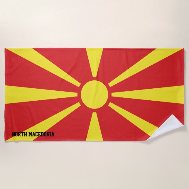 Serviette De Plage Drapeau Nord Macédoine Splendide patriotique (Devant)