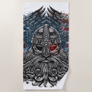 Serviette De Plage Drapeau Odin corbeaux et épées Viking Mythologie U