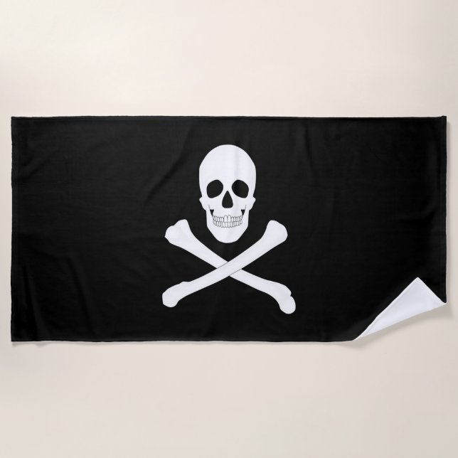 Serviette De Plage Drapeau Pirate (Jolly roger) (Devant)