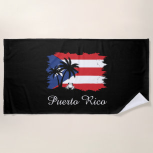 Serviette De Plage Drapeau Porto Rico vintage Coqui Boricua