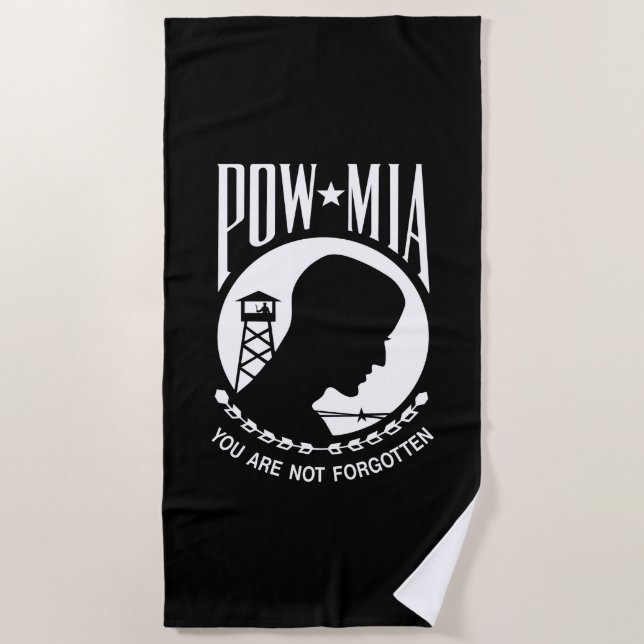 Serviette De Plage Drapeau POW MIA : Soldats disparus de la guerre du (Devant)
