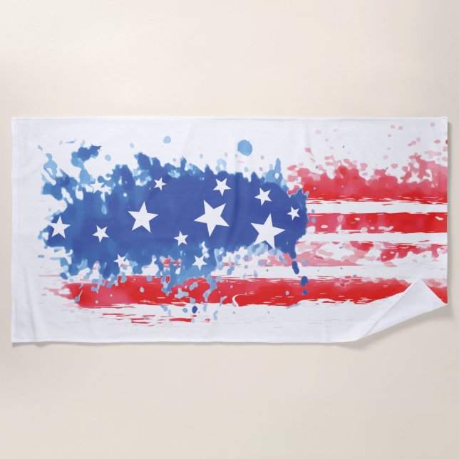 Serviette De Plage Drapeau rouge blanc et bleu américain (Devant)