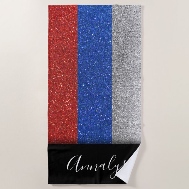 Serviette De Plage Drapeau russe Russie Moscou Parties scintillant Su (Devant)