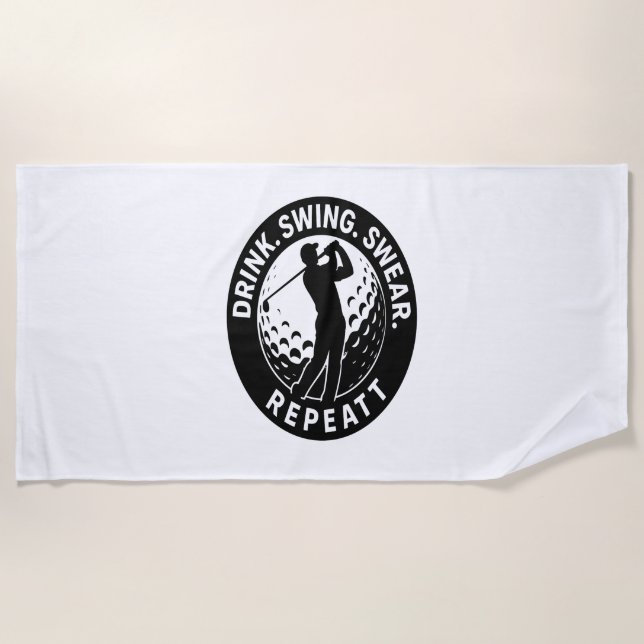 Serviette De Plage Drink Swing Sweat Repeat Golf (Devant)