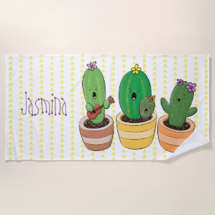 Serviette De Plage Drôle cactus trio chant dessin animé