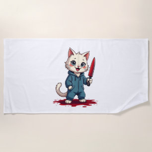 Serviette De Plage Drôle Cat Horror Films Mignonne Halloween Pour Kit