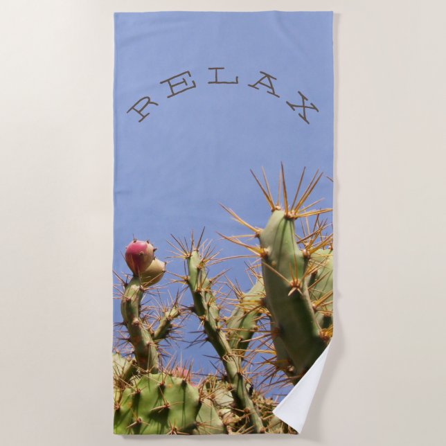 Serviette De Plage Drôle détendez sur le texte tropical de coutume de (Devant)