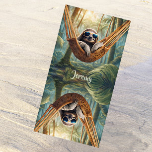 Serviette De Plage Drôle paresse avec lunettes de soleil dans un hama